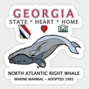 Georgia - North Atlantic Right Whale - State, Heart, Home - State Symbols Sticker